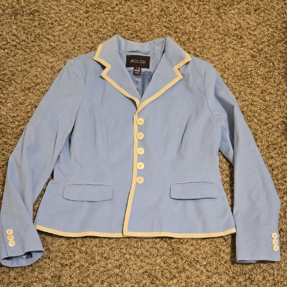 Moloh Light Blue Blazer with Cream Accents